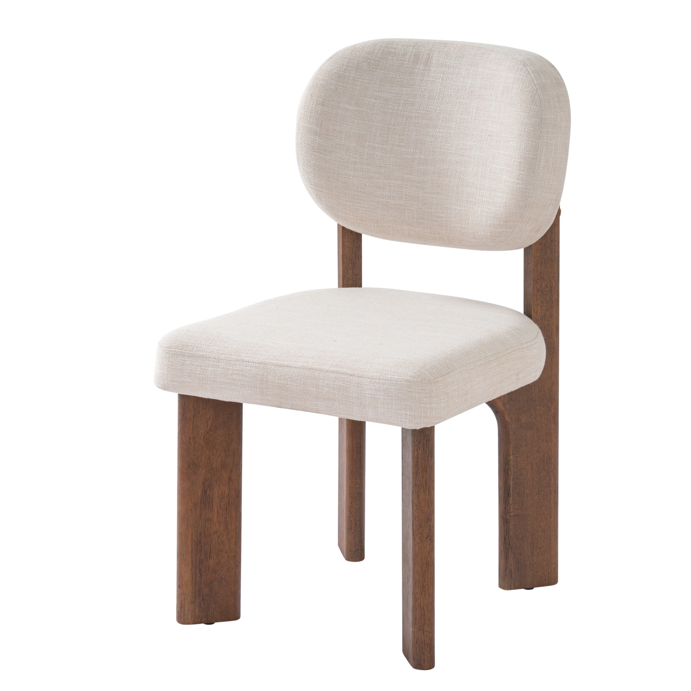 Christopher Knight Home Modern Upholstered Armless Dining Chairs, Wood Frame, Walnut+Beige, Set of 6