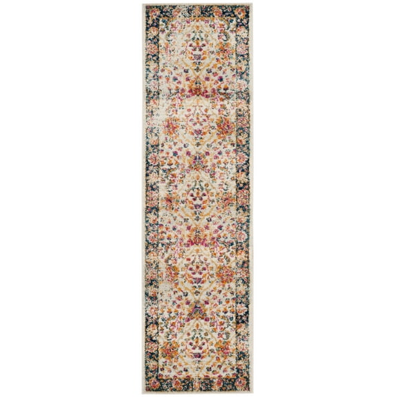 SAFAVIEH Madison Langston Floral Runner Rug, Cream/Navy, 2'3" x 10'