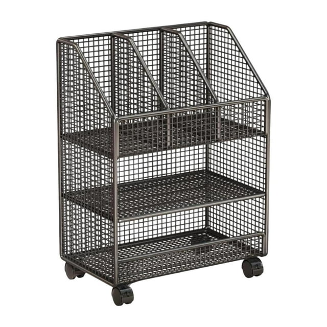 Tnarru Movable Bookshelf Book Organizer Space Saving Multi Tiers Compact Multifunctional Living Room Study Magazines Holder File Rack Three Layer