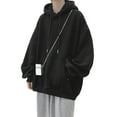 thumbnail image 5 of Guiexla Men Fall Winter Hoodie Drawstring Pure Color Elastic Cuff Thick Plus Size Big Patch Pocket Hooded Loose Keep Warm Mid Length Sport Couple Top, 5 of 8