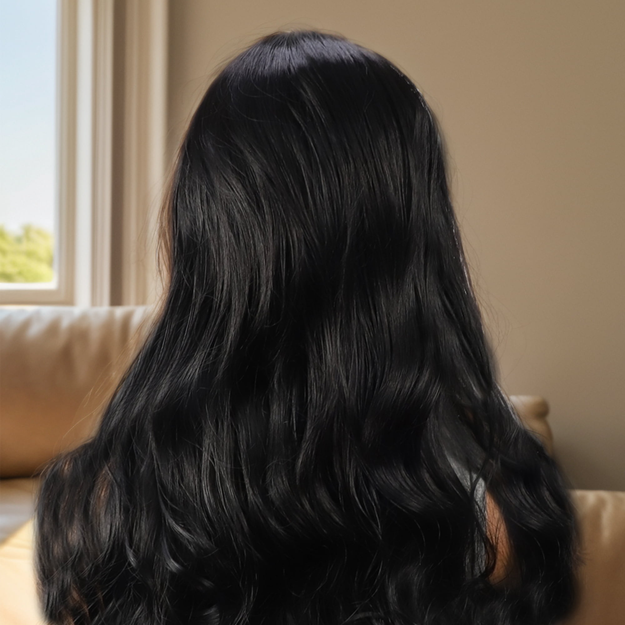 Unique Bargains 1 Pc Big Curly Long Hair Hair Wig High Temperature Fiber 32in Human Wig Black for Women