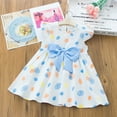 thumbnail image 2 of JDEFEG Baby Girl Dresses 18 Month Kids Toddler Girls Princess Party Bowknot Print Baby Dot Casual Dress Girls Dress&Skirt Dress for Toddler Girl 4T Cotton Blend Blue 100, 2 of 4