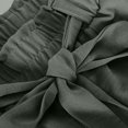 thumbnail image 4 of Pantalones de Cintura Elástica de Pierna Ancha para las Mujeres Cordón de Lino Largo, Pantalones de Cintura Media Sólidos Casuales, 4 of 9