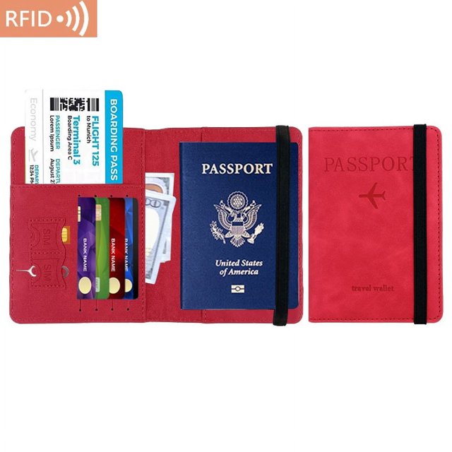 Funda de cuero de PU con RFID para libreta de ahorros, funda de cuero para tarjeta SIM, funda de cuero para identificación, funda para libreta de ahorros