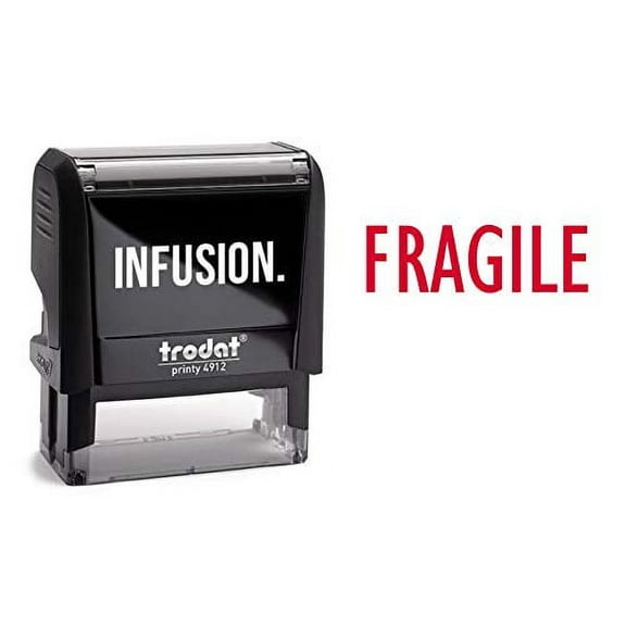 Fragile Self-Inking Stock Rubber Stamp (3/4" x 1-7/8") - Red Ink