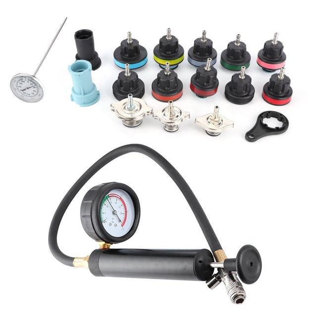 Detector de fugas de tanque18 piezas, probador de fugas de tanque de agua de coche universal, kit de herramientas de detección de sistema de refrigeración