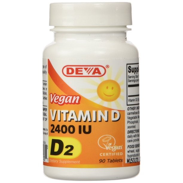 Deva Vegan Vitamins Vegan Vitamin D 2400 IU, D2, 90Count