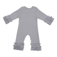 thumbnail image 3 of IBTOM CASTLE Newborn Infant Toddler Baby Boys Girls Icing Ruffle Romper Jumpsuit Pants Bodysuit Long Sleeve Pajama Nightwear Birthday Clothes Playwear 6-9 Months Gray, 3 of 7