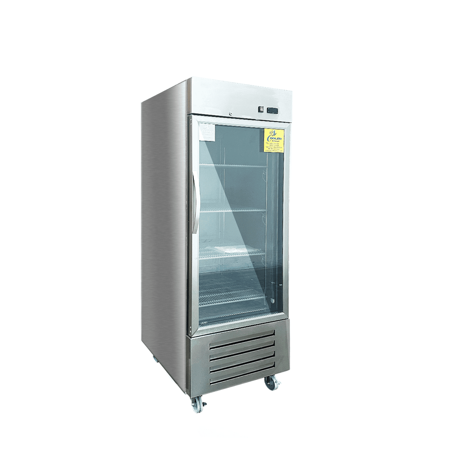 Commercial Refrigerator 27 /2 inch , 17.8 cu.ft, Glass Door Stainless Steel Frame Merchandiser, NSF certified