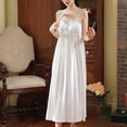 thumbnail image 2 of Defitshape Women's Vintage Nightgown Sexy Pjs Summer Soft Comfy Long V Neck Victorian Sleepwear Sleeveless Cami Spring Loungewear White Medium, 2 of 4