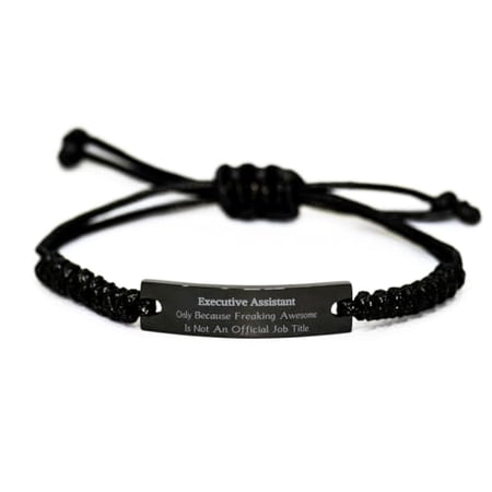 Amangny Black Rope Bracelet - Executive Assistant Appreciation Gifts for Birthday - Because Freaking Awesome Is Not an Official Job Title - Confidence to Wear Every Day