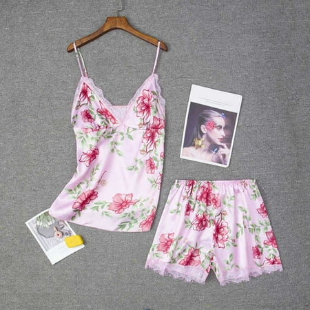 

Zpanxa Sexy Women Lingerie Satin Lace Temptation Babydoll Underwear Cami Underpants Shorts Sleepwear Briefs Suit Pink L