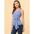 thumbnail image 2 of INSPIRE CHIC Hauts d'Été pour Femmes Sans Manches Col en V Ceinture, 2 of 5