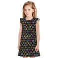 thumbnail image 1 of Fotbe Colorful Paw Vestido de Dormir para Niñas de 3 a 10 Años, Mangas Cortas, Estilo Princesa, Pijama Camisón con Mangas Voladas-XX-Large, 1 of 6