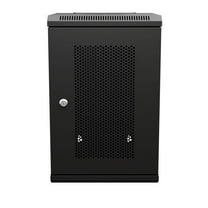 NavePoint 9U 10 Inch Network Server Cabinet, 11.8 inch Deep, Perforated Door, Black, Wall Mountable, 2 x Shelves, 1 x Blank Panel