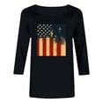 thumbnail image 3 of Wo-Fusoul T-Shirt pour Femmes, Haut à Col Rond Imprimé à Manches Trois Quarts, Chemise Décontractée à Manches 3/4, 3 of 6