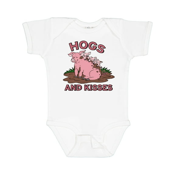 Inktastic Hogs and Kisses with Cute Pig Family Boys or Girls Baby Bodysuit