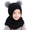 thumbnail image 1 of Gorro de invierno para niña, cálido, bonito, sin cordones, con pompón, gorro de punto, bufanda, gorro de lana, 1 of 3