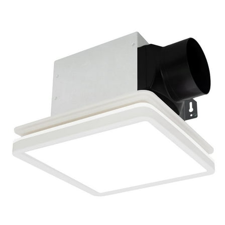 Bathroom Exhaust Fan with Light, Dimmable 3CCT LED Light with Night Light, 80 CFM, 2-Sones, Square, White