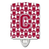 Letter C Football Crimson, grey and white Ceramic Night Light
