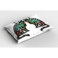 thumbnail image 2 of Ambesonne Celebration Pillow Sham, Skeleton Cats Skull, 26" X 20", Turquoise White, 2 of 2