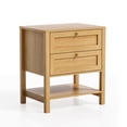 thumbnail image 6 of Joyyskill End Table with 2 Drawers, Farmhouse Nightstand with Open Shelf, Modern Bedside Cabinet Side Table Night Stand for Bedroom, Living Room, Natural Oak, 6 of 6