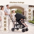 thumbnail image 6 of Vomeast Double Stroller, Foldable Travel Baby Stroller, Sit and Stand, Lockable Front Wheels, Dual Rear Brakes, Black, 6 of 13
