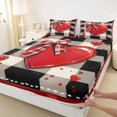 thumbnail image 3 of Homewish Ribbon Bowtie Loves Bed Sheets,Modern Geometric Plaid King Sheets,Red White Black Sheet Set For Girls,Breathable Home Decor,4-Piece, 3 of 7