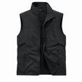 thumbnail image 5 of COSFO Fleece Mens Vests for Outdoors Full Zip Black Casual Jacket with Pockets Stand Colla Sleeveless Slim Fit Winter Jackets for Men, 5 of 5
