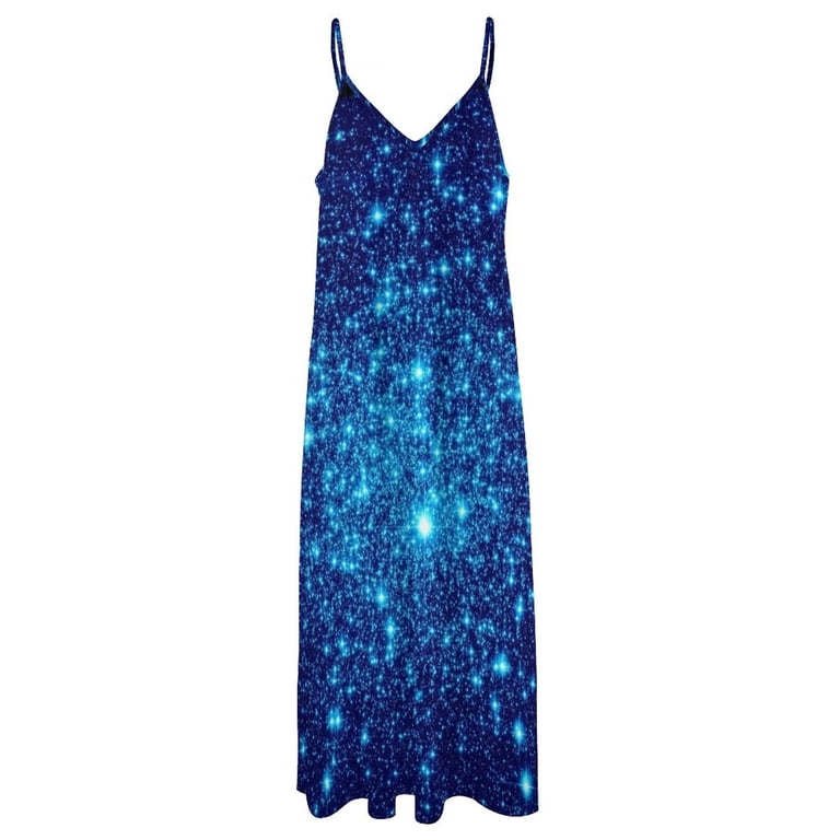Vivid Blue Galaxy Sparkle Stars Sleeveless Dress Elegant gowns women's  fashion dresses dresses for special events - Walmart.com
