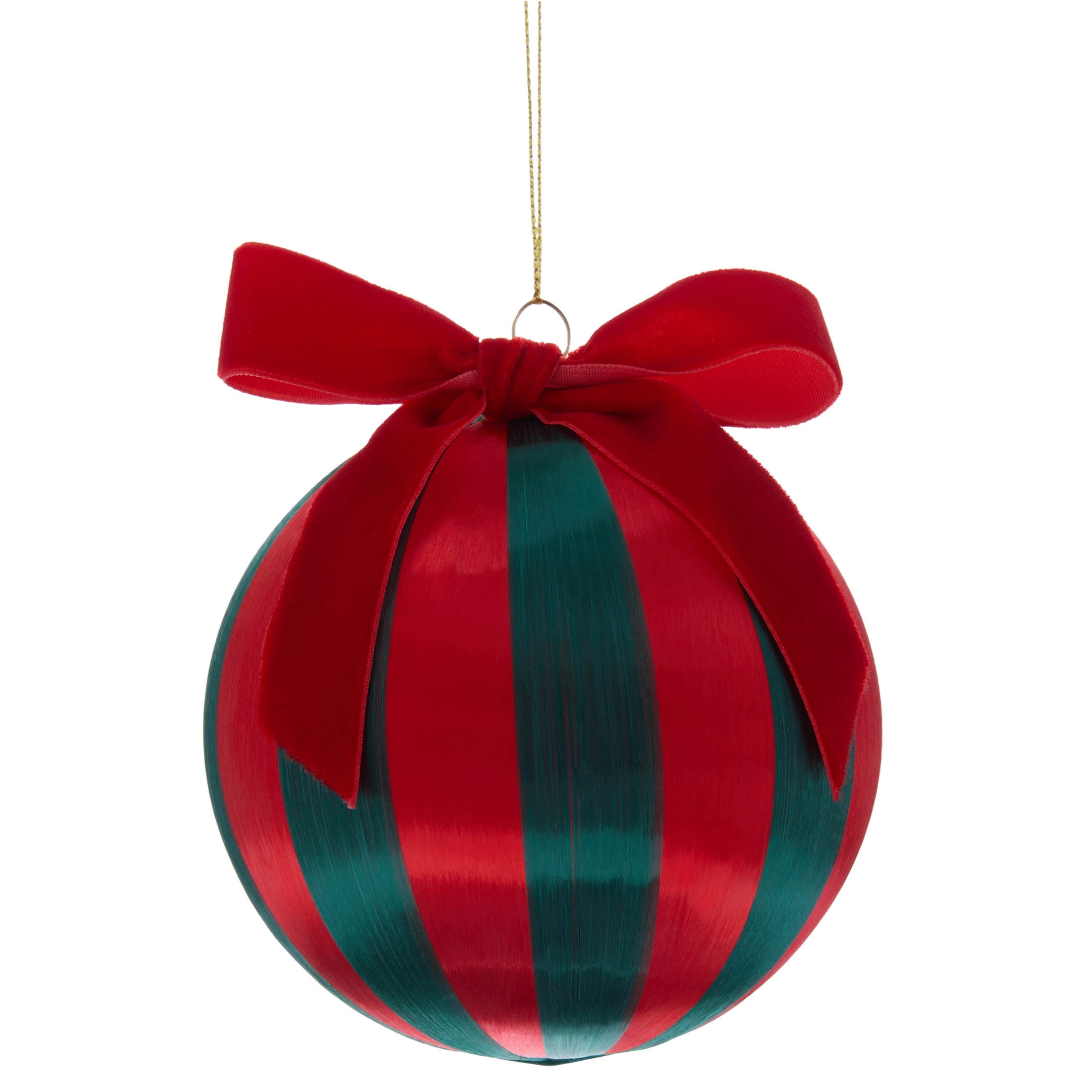 Red and Green Stripe Ball Christmas Ornament, 4", by Holiday Time