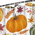 thumbnail image 2 of Autumn Leaves Harvest Thanksgiving Shower Curtain for Bathroom with Hooks and Weighted Hem, Polyester Fall Pumpkins Maple Waterproof Bath Curtains Hotel Style - Machine Washable,72x72in, 2 of 5