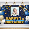 thumbnail image 1 of Banner de decoración de cumpleaños AUBAO personalizado de feliz primer cumpleaños, 1 of 7