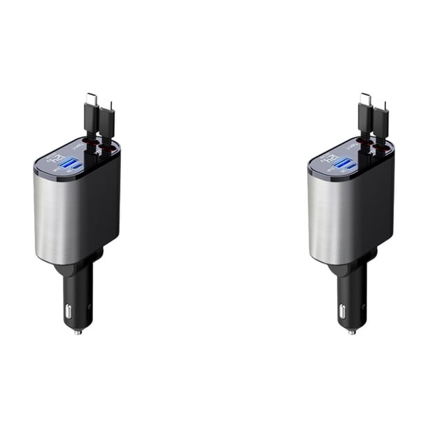 Cargador Rápido para Automóvil 120W Adaptador para Encendedor Cigarrillos 4 en 1 Toma Corriente Carga Rápida