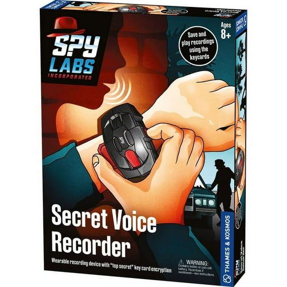 Thames & Kosmos Spy Labs Secret Wearable Voice Recorder with Keycard Playback, Black