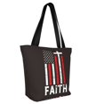 thumbnail image 6 of Defioc USA Flag Cross Print Tote Bag for Women,Shoulder Bag with Zipper Casual Tote's Handbag Big Capacity Shoulder Bag with Inner Pocket Fit for Shopping,Office,Travel, 6 of 7