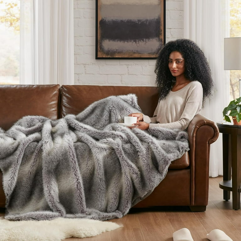 Hyde Lane Faux Fur Throw Blanket - Ultra Long Pile, Luxury Fluffy