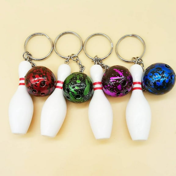 Naierhg 2Pcss Mini Simulation Bowling Ball Keychain Bag Pendant Car Key Ring Accessories