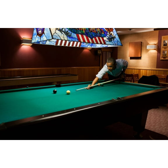 President Barack Obama Plays Pool After The G8 Summit At Camp David History (24 x 18)