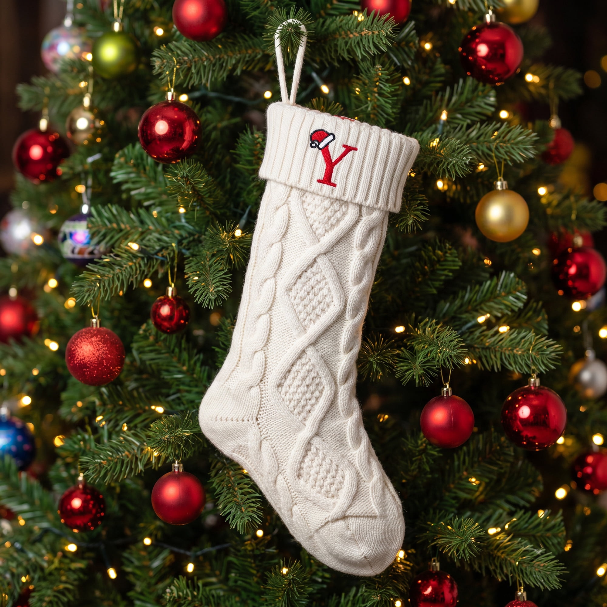 Unique Bargains Canine Bone Christmas Stocking Luxury Puppy Holiday Keepsake Sack Letter Y 17"