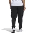 thumbnail image 2 of Adidas Women's Essentials 3 Stripe Fleece Pant - Extended (Black/White,Women,1X), 2 of 4