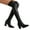 Black, variant on White Black Over The Knee Boots for Women High Block Heel Pointed Toe Slim Stretch Leather Thigh High Fall Winter Booties