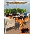 thumbnail image 4 of Outdoor Tablecloth with Umbrella Hole and Zipper, Orange Fall Rectangle Table Cloth 54x80 Inch Waterproof Tablecloth, Black Maple Leaf Pumpkins Thanksgiving Picnic Table Cover for Patio Camping, 4 of 7