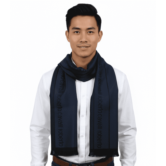 Roberto Cavalli ESZ062 04517 Royal Wool Blend Signature Mens Scarf for mens