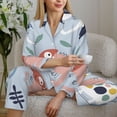 thumbnail image 6 of Uemuo Cute Chameleons On Blue Pattern Womens Pajama Sets,PJ Set for Women,Pajamas for Women Logo,Long Sleeve Pajama Set for Women,Soft Long Sleeve Top With Pants-Large, 6 of 9