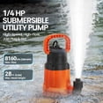 thumbnail image 2 of Utility Pump, 8160 LPH Submersible Water Pump for Pool Draining, Hot Tub, Basement, Copper , Electric Drain Pump Handles 1/8" Solids, 10 FT Cord, 2 of 6