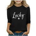 thumbnail image 2 of WQNVRNR Unisex Kids St. Patrick's Day Graphic Shirt- Casual Spring Tops Crew Neck 3/4 Sleeve Festive Shirt for Boys Girls Black Size 5, 2 of 5