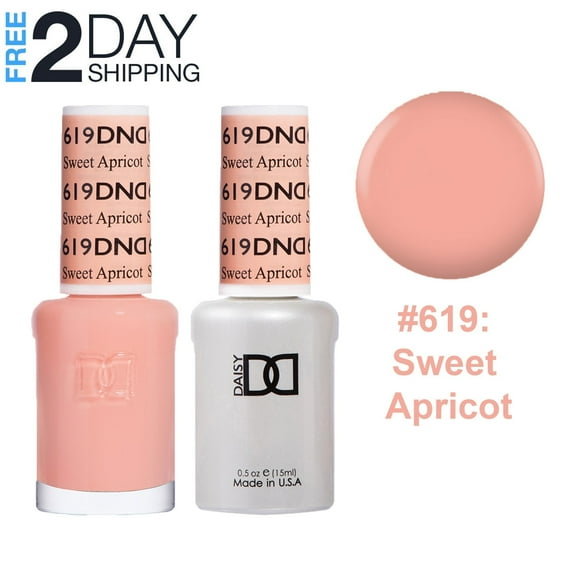 DND Gel Nail Polish & Nail Lacquer Set Soak Off Duo Set - #619 Sweet Apricot, 0.5 oz