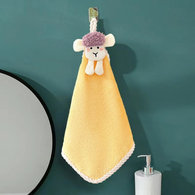Fiudx Toalla de Manos de Vellón, Diseño Bonito, Material Suave y Absorbente, Versátil para Baño o Cocina, Secado Rápido, Fácil de Colgar, Tamaño 38 X 33 Cm, Azul Cielo, Rosa, Amarillo y Azul Marino.