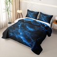 thumbnail image 3 of Homewish Blue Lightning Quilt Full,Aesthetic Geometric Full Bedspread Sets,3pcs, 3 of 7